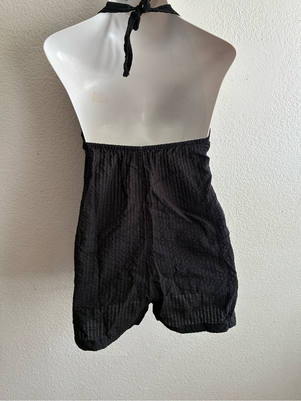 ASOS DESIGN Petite Halter Playsuit With Button Detail Black Romper 6 - Picture 5 of 15